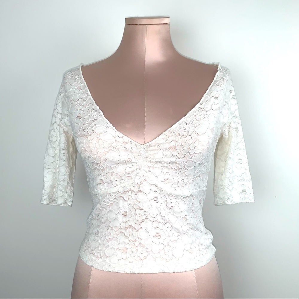 ZARA White Lace Crop Top